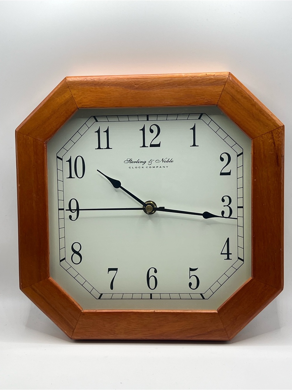 Vintage Sterling & Noble Wood Frame Octagonal Shaped Wall Clock